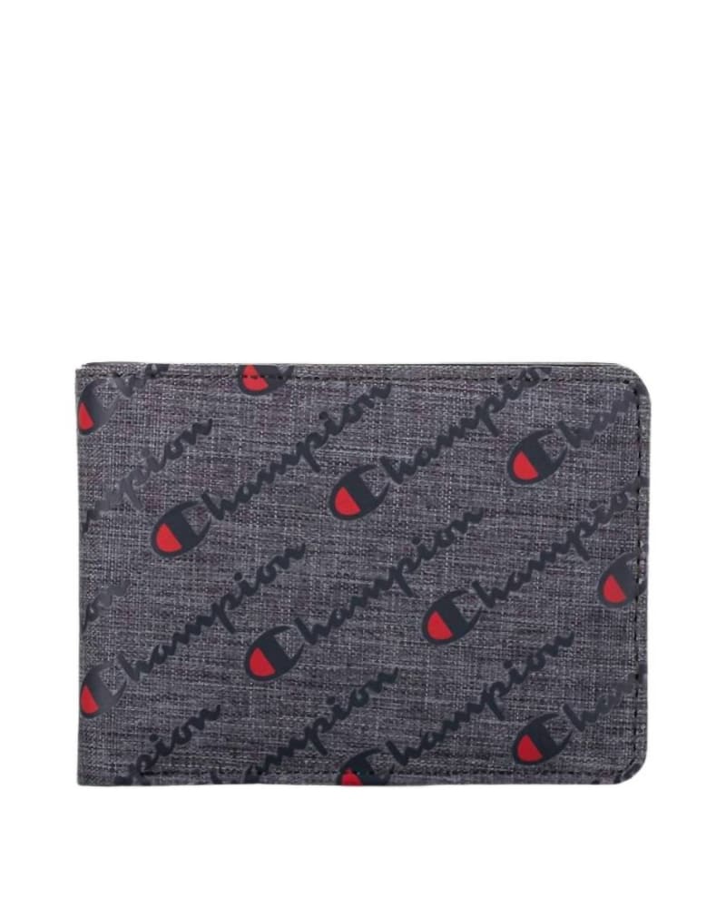 Front of a size O/S Graphic Wallet in Dark Grey in Dark Grey by Champion. | dia_product_style_image_id:329026